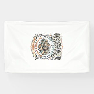 Cats Over People Cat Introvert Anti Social Vintage Banner