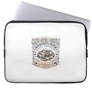 Cats Over People Cat Introvert Anti Social Vintage Laptop Sleeve
