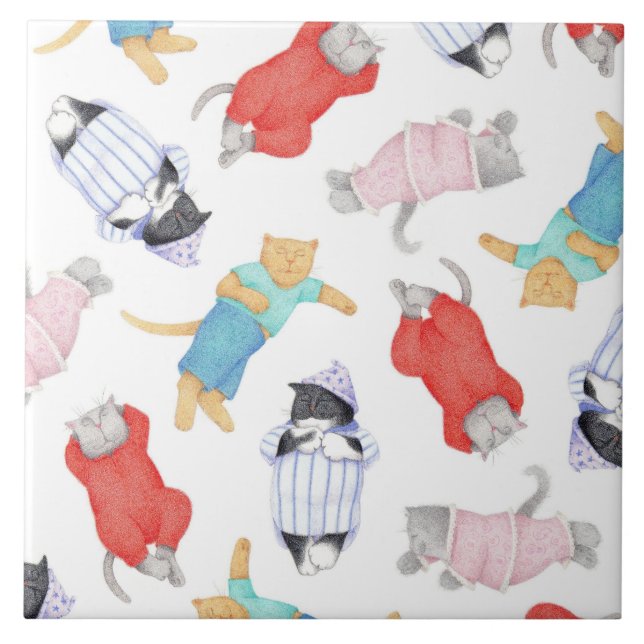 CATS PAJAMAS Ceramic Tile (Front)