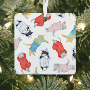 CATS PAJAMAS Metal Square Ornament
