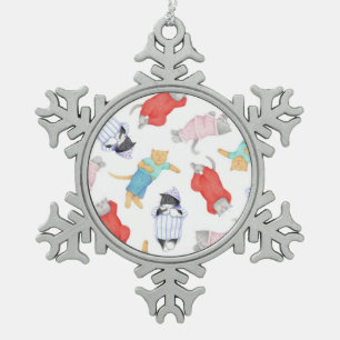 CATS PAJAMAS Pewter Snowflake Ornament