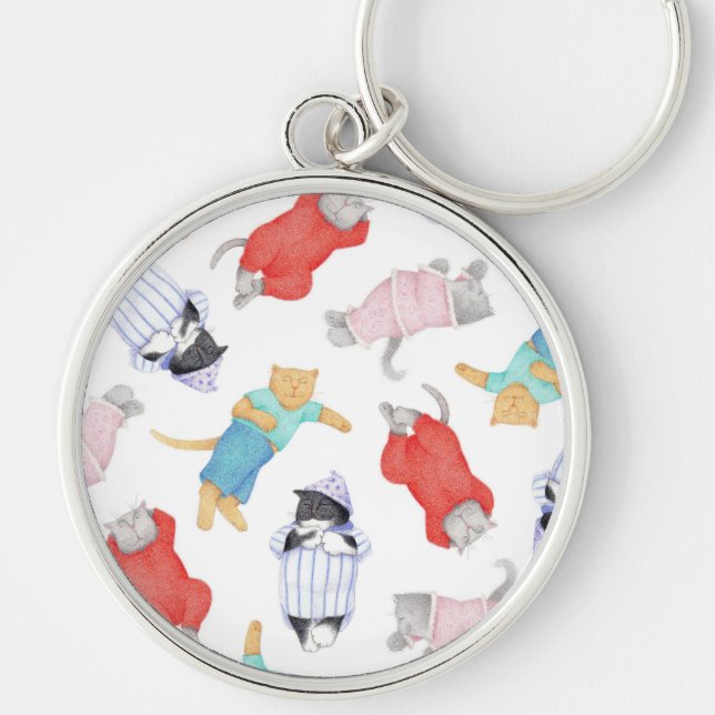 CATS PAJAMAS Premium Round Keychain (Front)