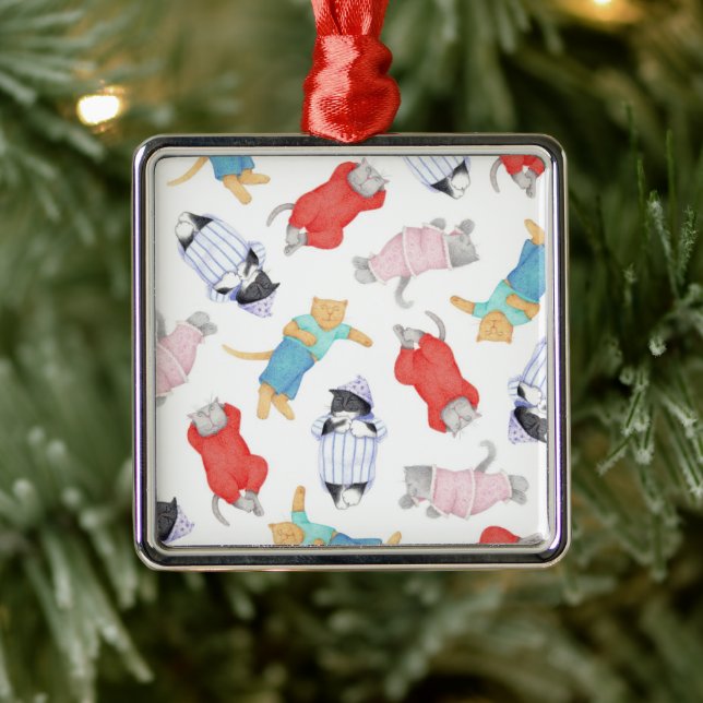 CATS PAJAMAS Premium Square Ornament (Tree)