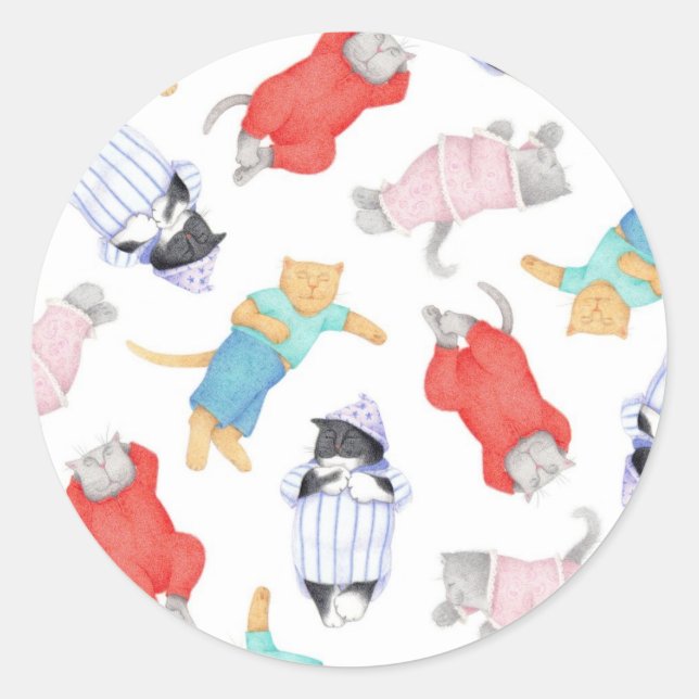 CATS PAJAMAS Small Round Stickers (Front)