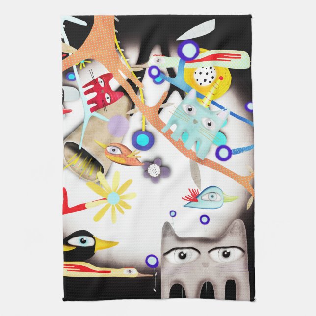 CATS Party by Rupydetequila Tea Towel (Vertical)