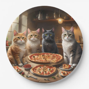 Cats Party Pizza Night, Paper Plate