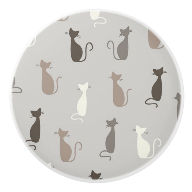 Cats pattern ceramic knob (Front)