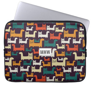 Cats Pattern custom monogram laptop sleeves