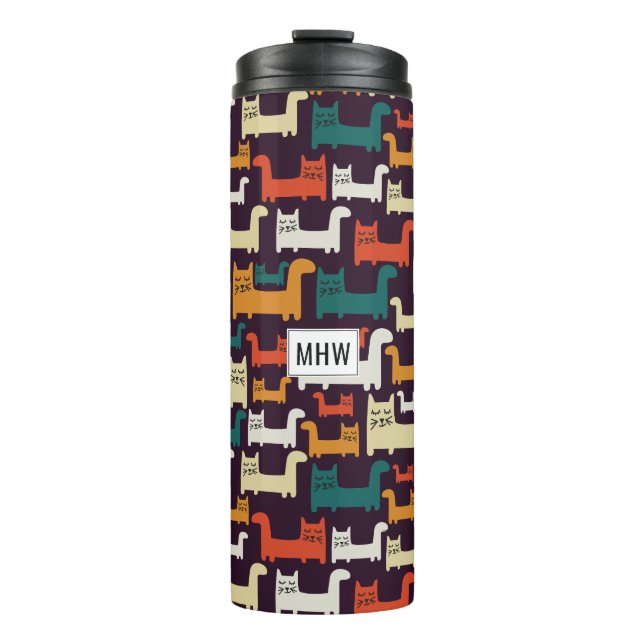 Cats Pattern custom monogram tumbler (Front)