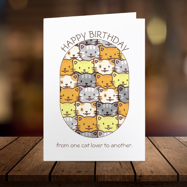 Cats Pattern for Cat Lovers Personalised Birthday Card (Creator Uploaded)