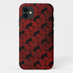 cats pattern on red background iPhone 11 case