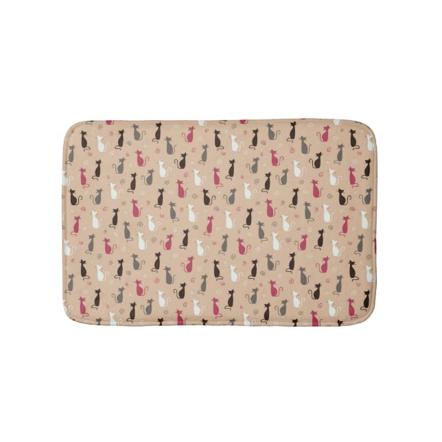 cats Pattern Pink Bath Mat (Front)