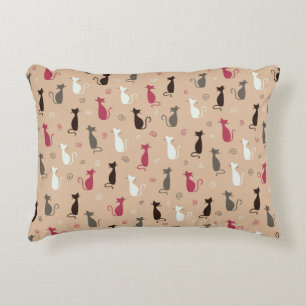 cats Pattern Pink Decorative Cushion