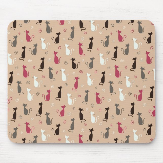 cats Pattern Pink Mouse Pad (Front)