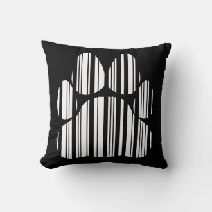 CATS PAW BAR CODE Feline Barcode Print Pattern Cushion