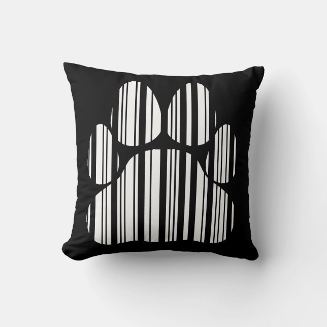 CATS PAW BAR CODE Feline Barcode Print Pattern Cushion (Front)