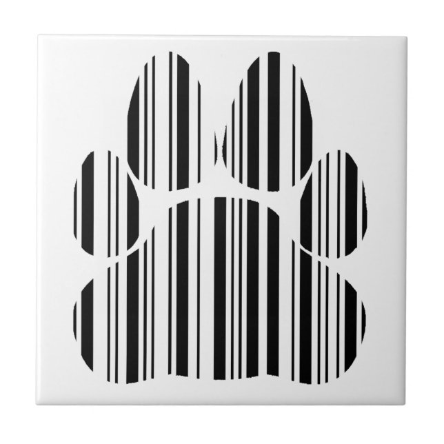 CATS PAW BAR CODE Feline Barcode Print Pattern Tile (Front)