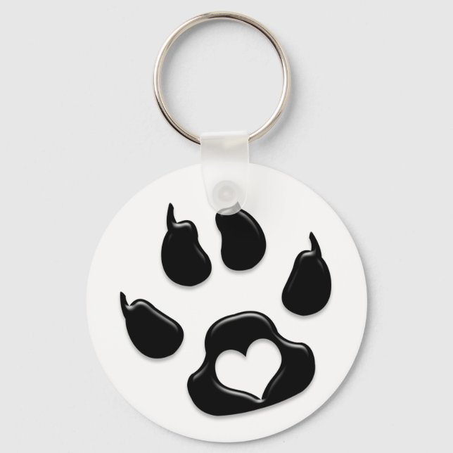 Cat's Paw Print Black Key Ring (Front)