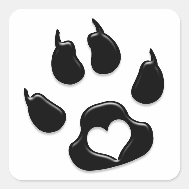 Cat's Paw Print Black Square Sticker (Front)