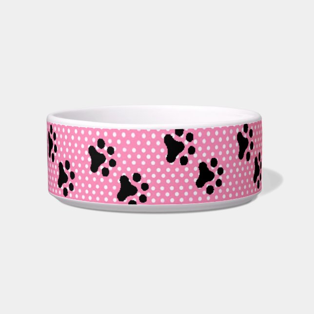 Cat's Paws Pink Polkadot Bowl (Right)