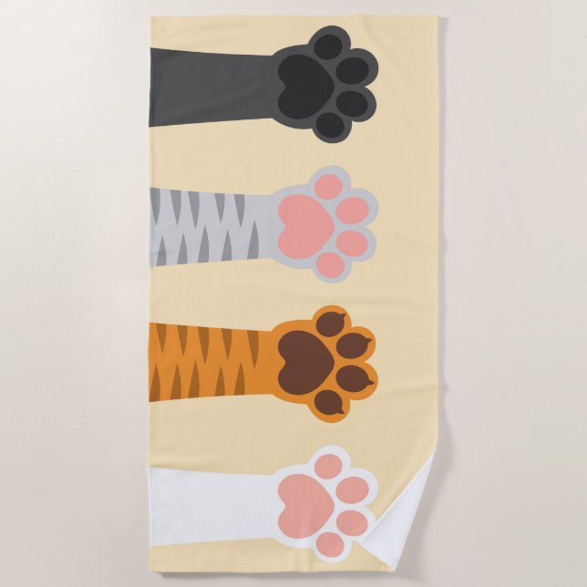 Cats paws up beach towel (Front)