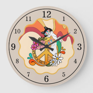 Cats   Peace Out Large Clock