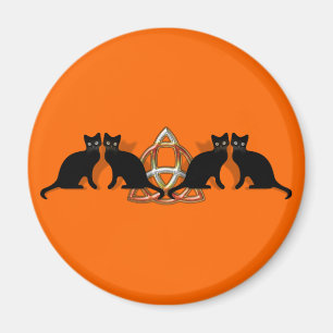 Cats Pentgagram Flame Triquetra Magnet