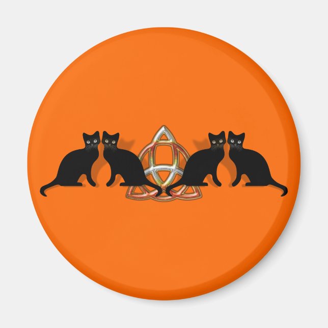 Cats Pentgagram Flame Triquetra Magnet (Front)