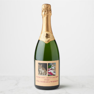 Cats Photo Best Cat Mum Name Sparkling Wine Label
