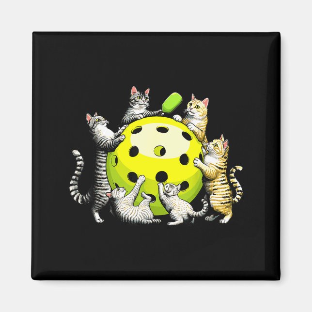 Cats pickleball player  magnet (Front)