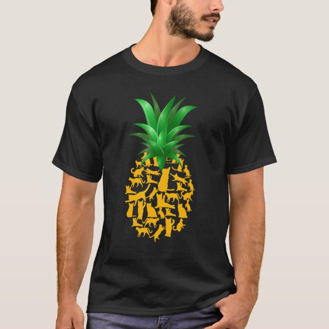 Cats Pineapple Tropical Fruit  Summer Vacation T-Shirt (Front)