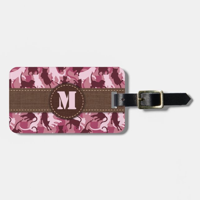 Cats Pink Camouflage Luggage Tag (Front Horizontal)