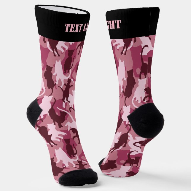 Cats Pink Camouflage Pattern Socks (Angled)
