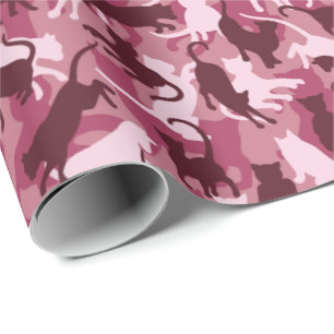 Cats Pink Camouflage Wrapping Paper