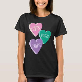 Cats Pizza Naps Sweet Heart For Valentines Day T-Shirt