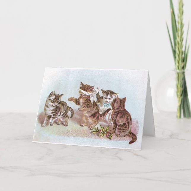 Cats Play Blind Man's Bluff Victorian Trade Card (Front)