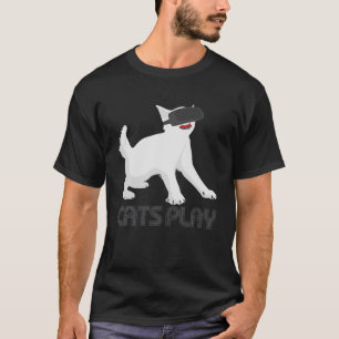 Cats Play I Funny Cat Kitten Gamer Gaming VR Heads T-Shirt