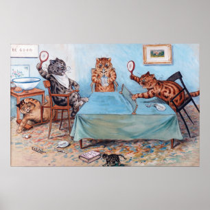 Cats Play Table Tennis, Louis Wain Poster