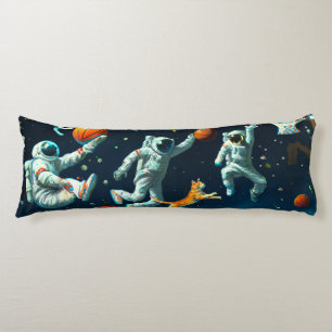Cats Playing Basketball in Space with Astronauts Body Cushion