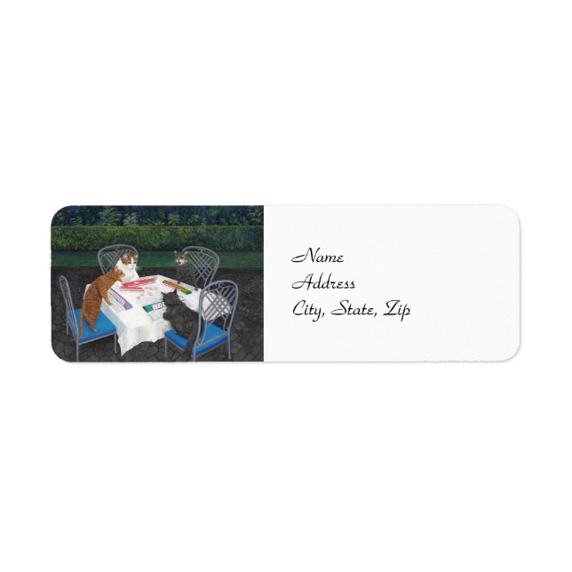 Cats Playing Mahjong Return Address Label (Front)