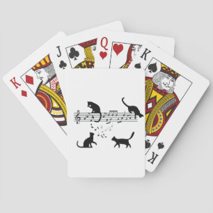 Cats Playing Music Notes Playing Cards