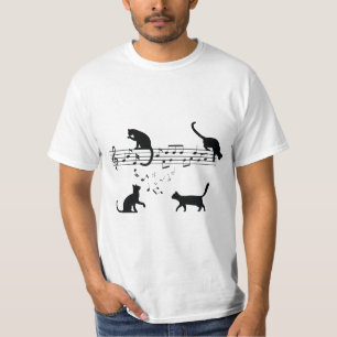 Cats Playing Music Notes T-Shirt