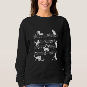 Cats Playing On Music Sheets With Notes Musician Sweatshirt