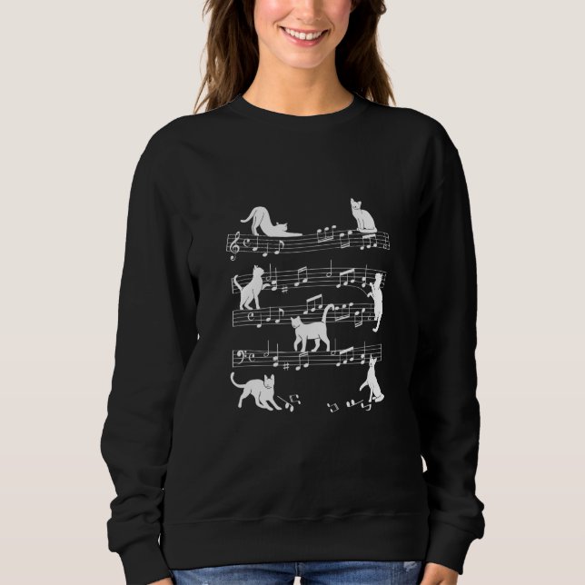 Cats Playing On Music Sheets With Notes Musician Sweatshirt (Front)