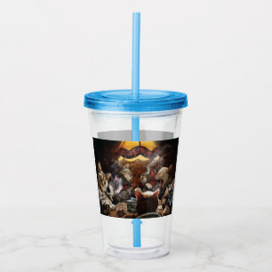 Cats playing poker   acrylic tumbler