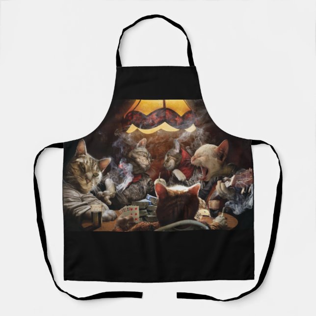 Cats playing poker  apron (Front)