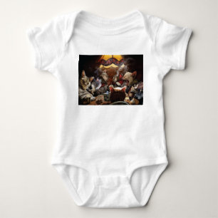 Cats playing poker  baby bodysuit