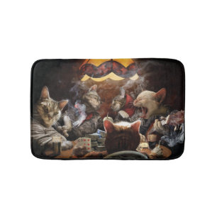 Cats playing poker   bath mat