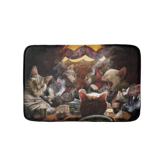 Cats playing poker   bath mat (Front)