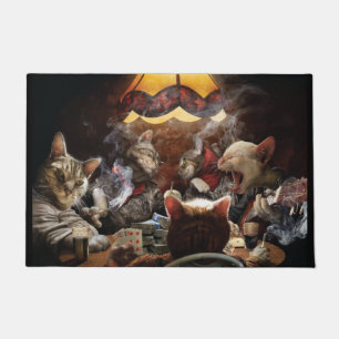 Cats playing poker   doormat